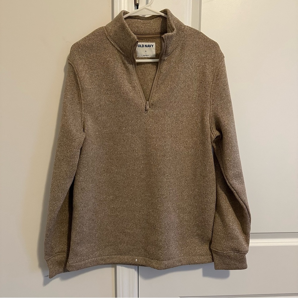 Men's Quarter Zip in Beige
